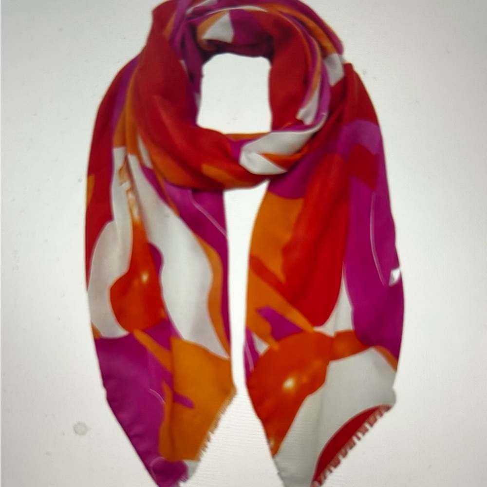 Colorful Abstact Print Scarf. - Picture 2 of 2